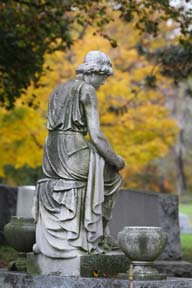 Riverside Cemetery Sideways Female Statuary Golden Fall