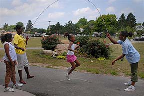Girls jumping rope at Carter St. Community Center.