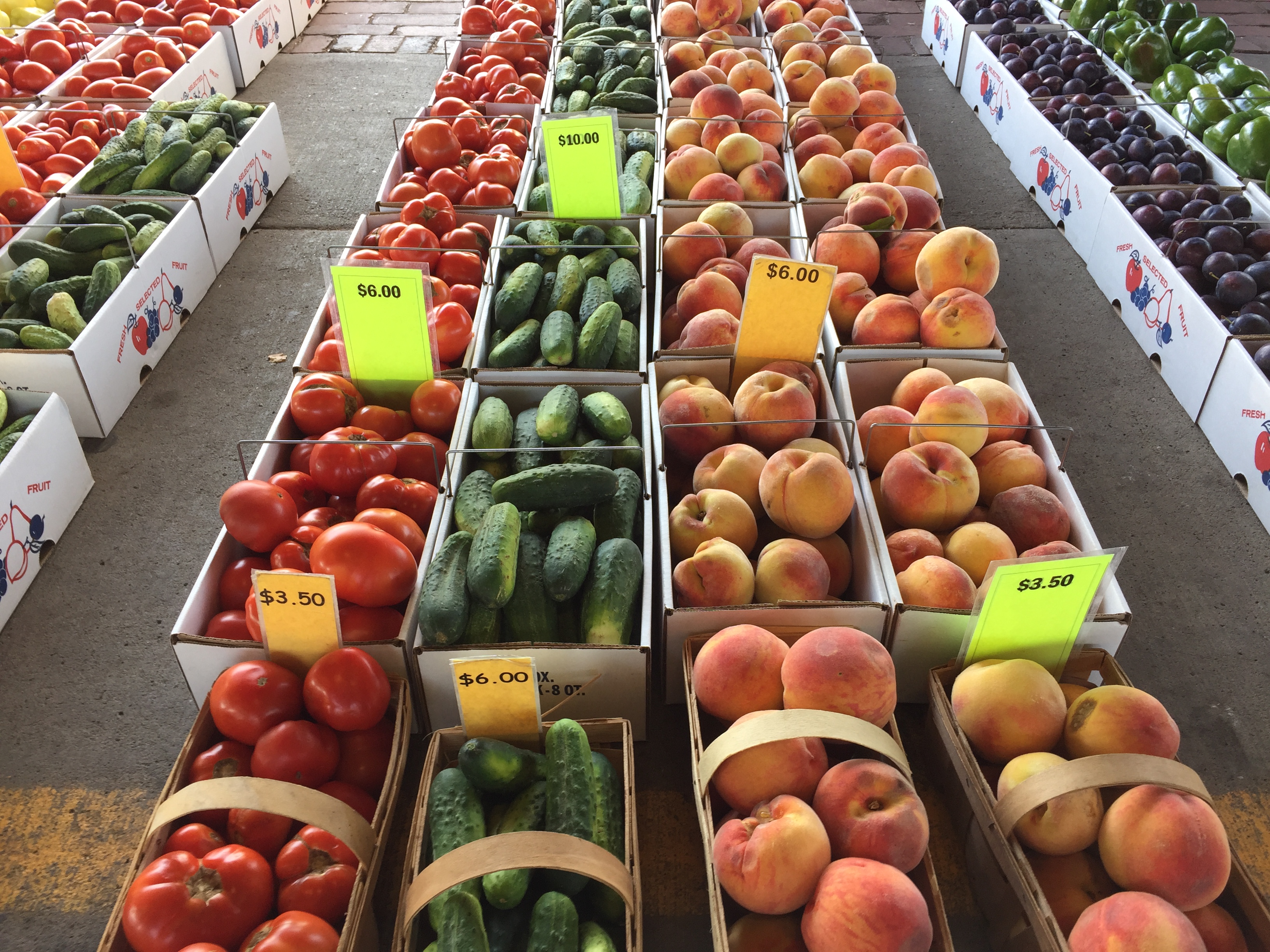 Fresh local produce is widely available year-round at the City of Rochester Public Market 