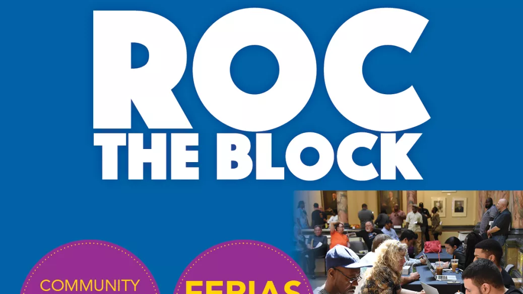 Social square graphic for ROC The Block.