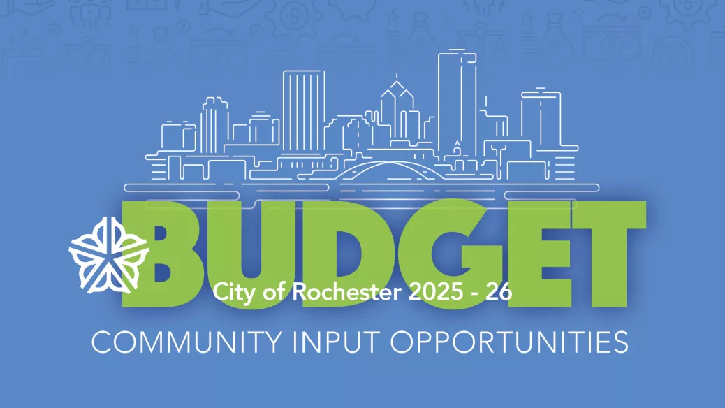 Web graphic for public input opportunities regarding the City budget.