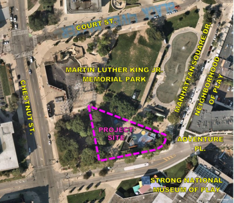 Screenshot of a map from above of the MLK Playground Project.