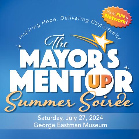 A graphic square for the Mayor's Mentor Up Summer Soiree.