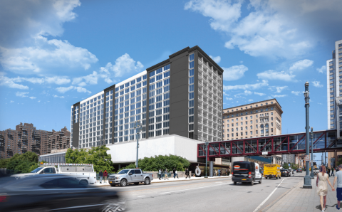 Artist rendering of a newly renovated Rochester Riverside Hotel.