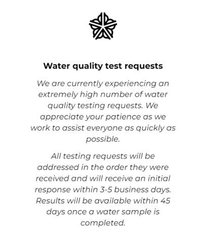 Water quality test requests graphic.