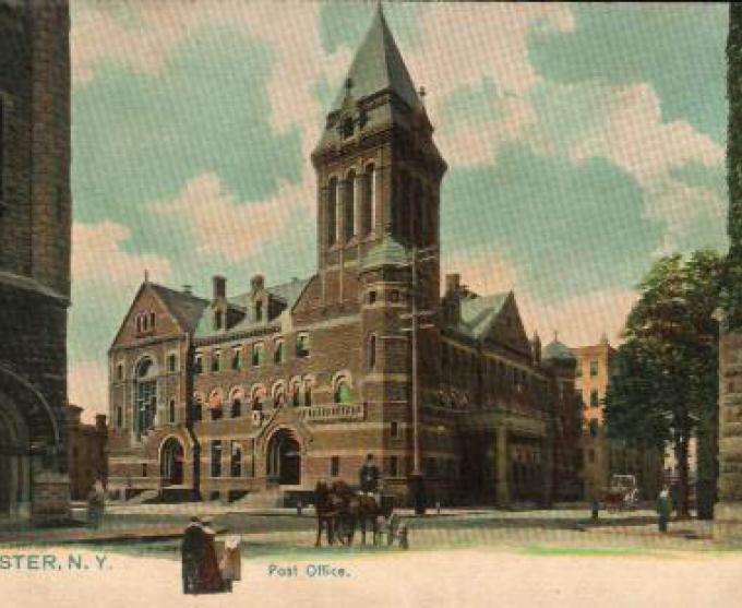 Photo of an old portrait of Rochester City Hall.