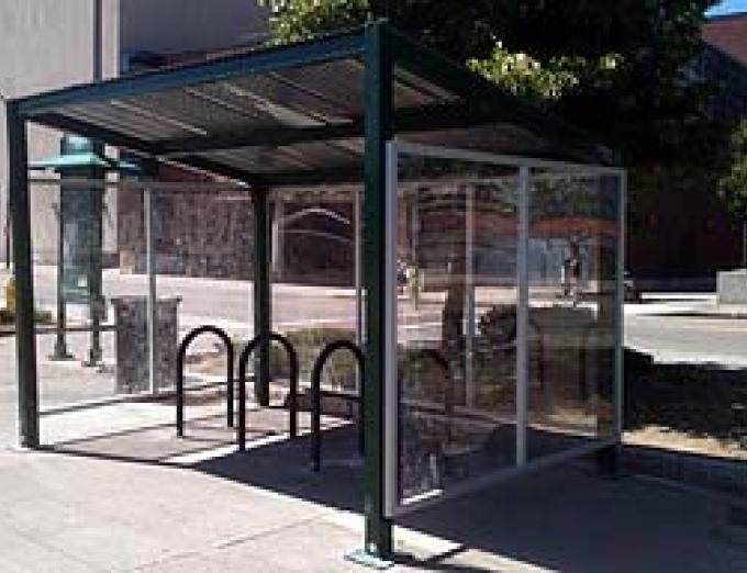 Photo of a bike shelter in Rochester.