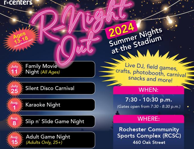 Graphic for R-Night Out 2024.