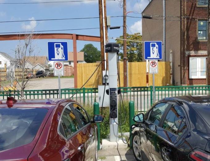 2 Cars parked at EV Charging Station