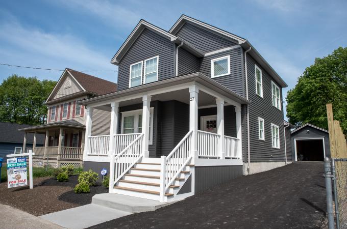 A photo of a completed Buy the Block house.