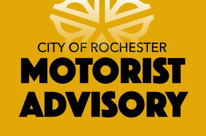 Graphic for a motorist advisory in Rochester.