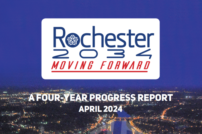 Cover image of the Rochester 2034 4 Year Progress Report.
