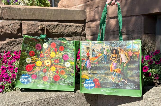 Photo of the new tote bag for the Rochester Public Market.