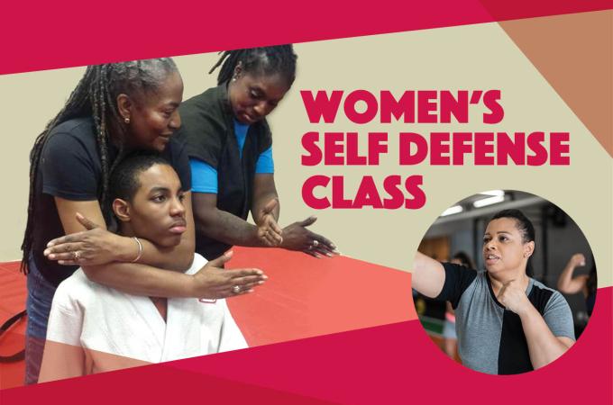 Web graphic for an upcoming women's self defense class. 