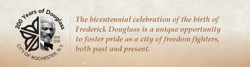 Web banner graphic for the Frederick Douglass Bicentennial celebration in Rochester.