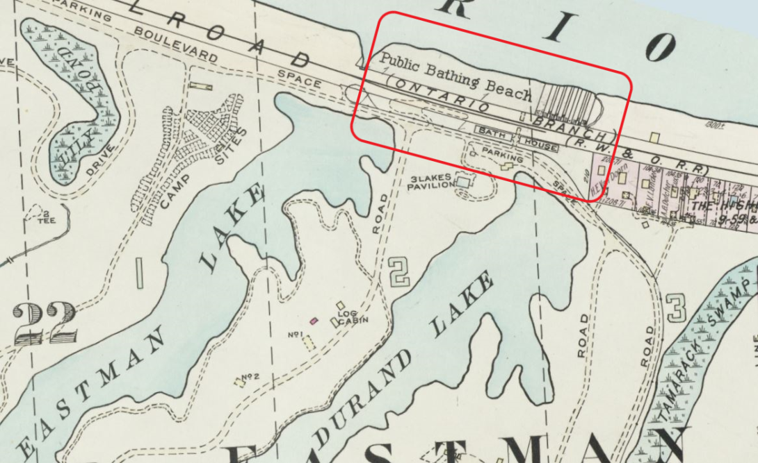 Durand Eastman Bathhouse location on 1935 platt map