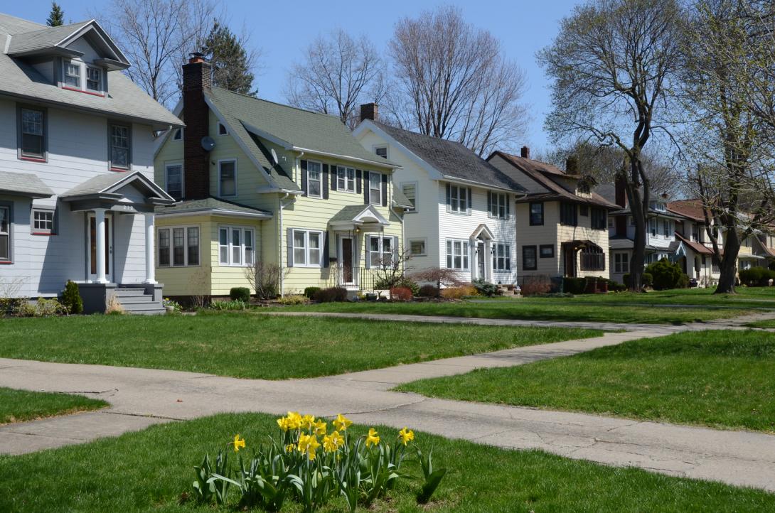 Photo of houses on a Rochester street.