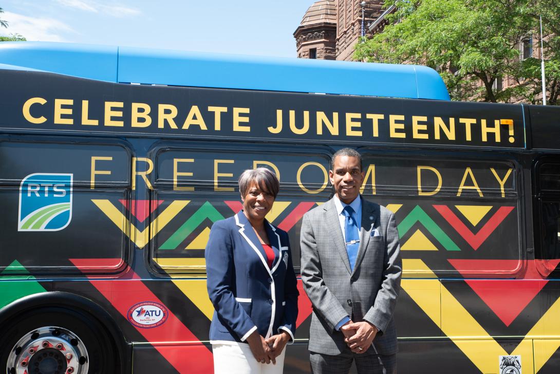 Photo of Mayor Evans at Rochester's Juneteenth celebration.