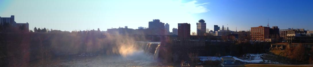 View of High Falls and downtown skyline