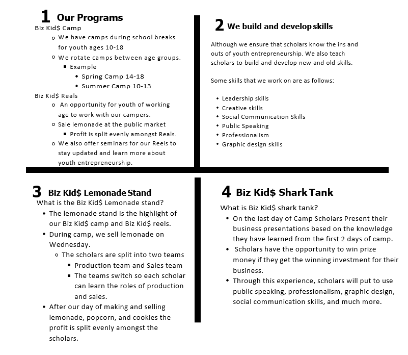 Bizkids Info Sheet