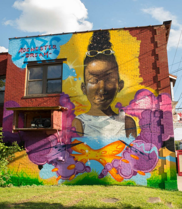 A mural by the artist Daze at 646 Joseph Ave. in Rochester.