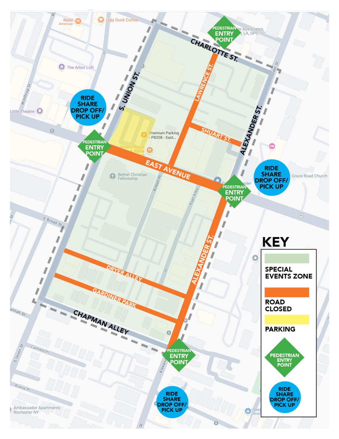 Map of East End Event Zone