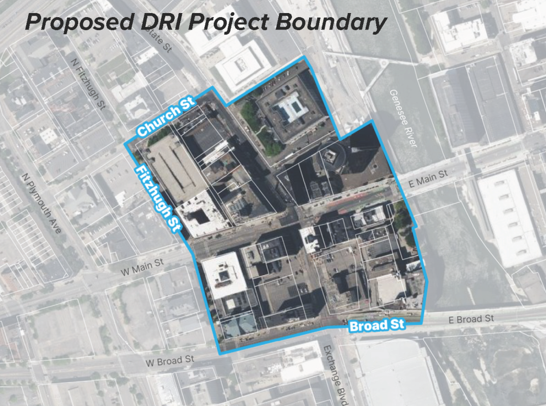 Map of Four Corners in Downtown Rochester.