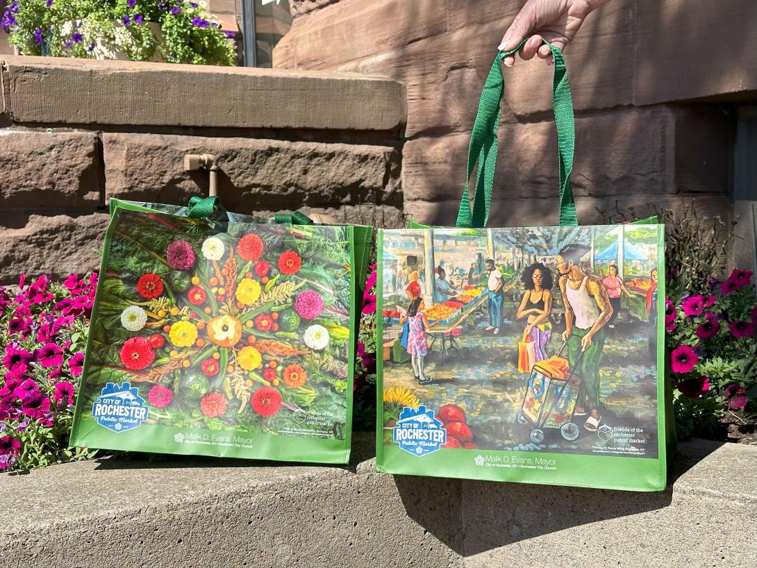 Photo of the new tote bag for the Rochester Public Market.