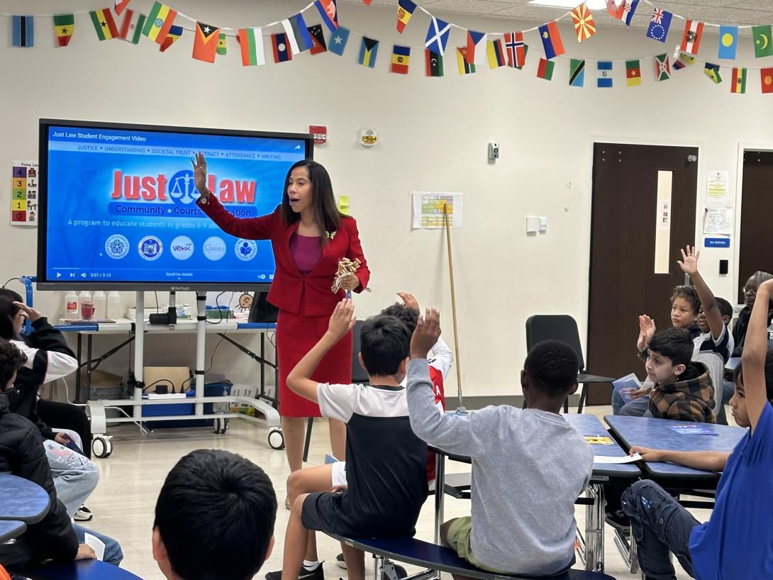 A 7th Judicial District judge visiting an RCSD classroom